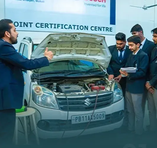 Students at CGC University's automotive certification centre