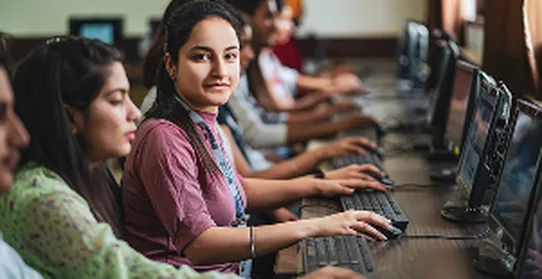 Students in a computer lab at Saraswati Group of Colleges