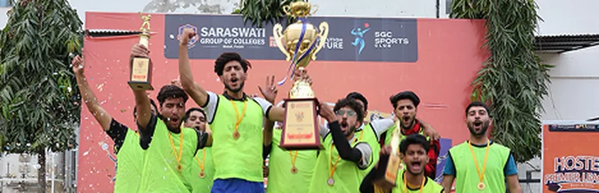 SGC students celebrating a sports trophy